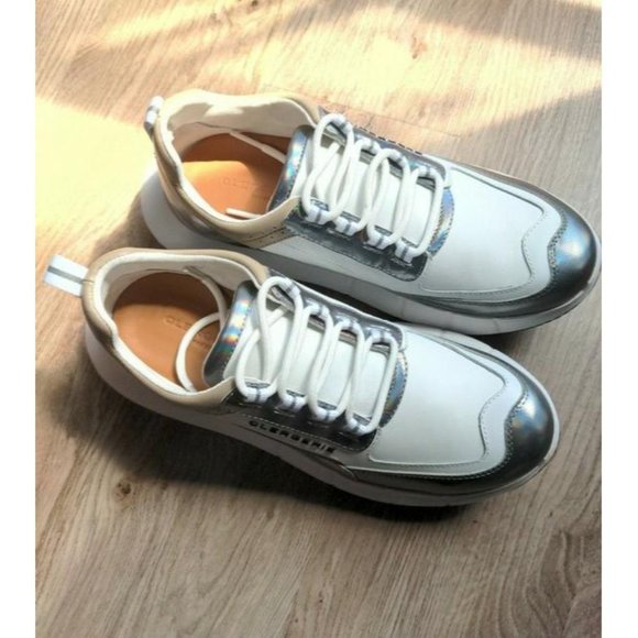 Robert Clergerie White Sea Fashion Boost Sole Comfort Metallic Trim Sneakers Reg - Picture 5 of 12